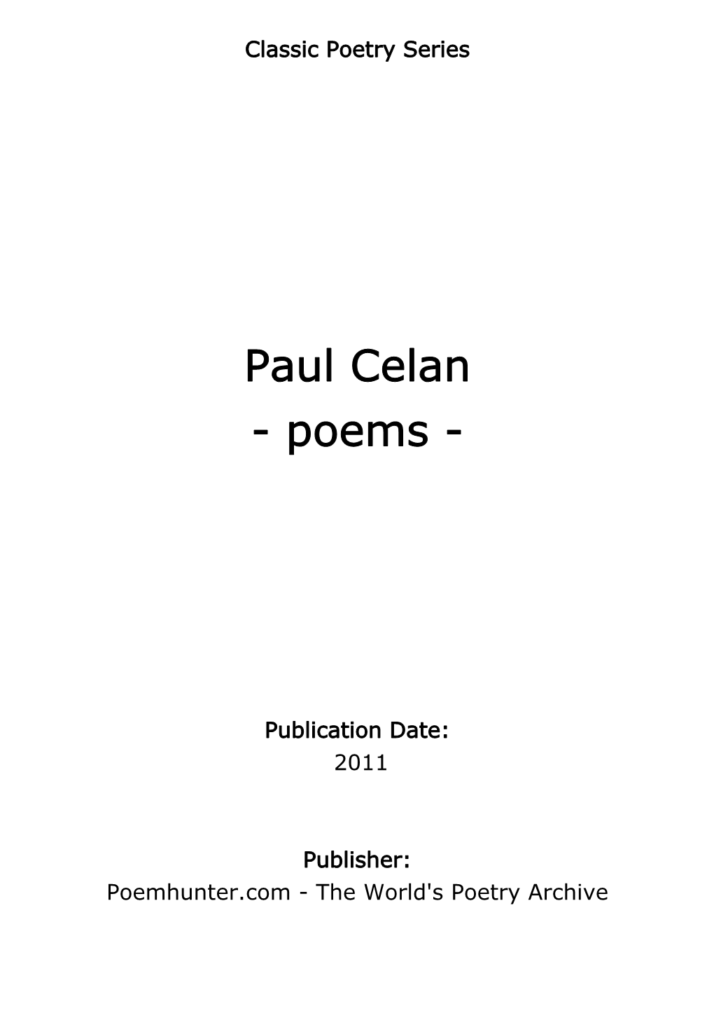 Paul Celan - Poems