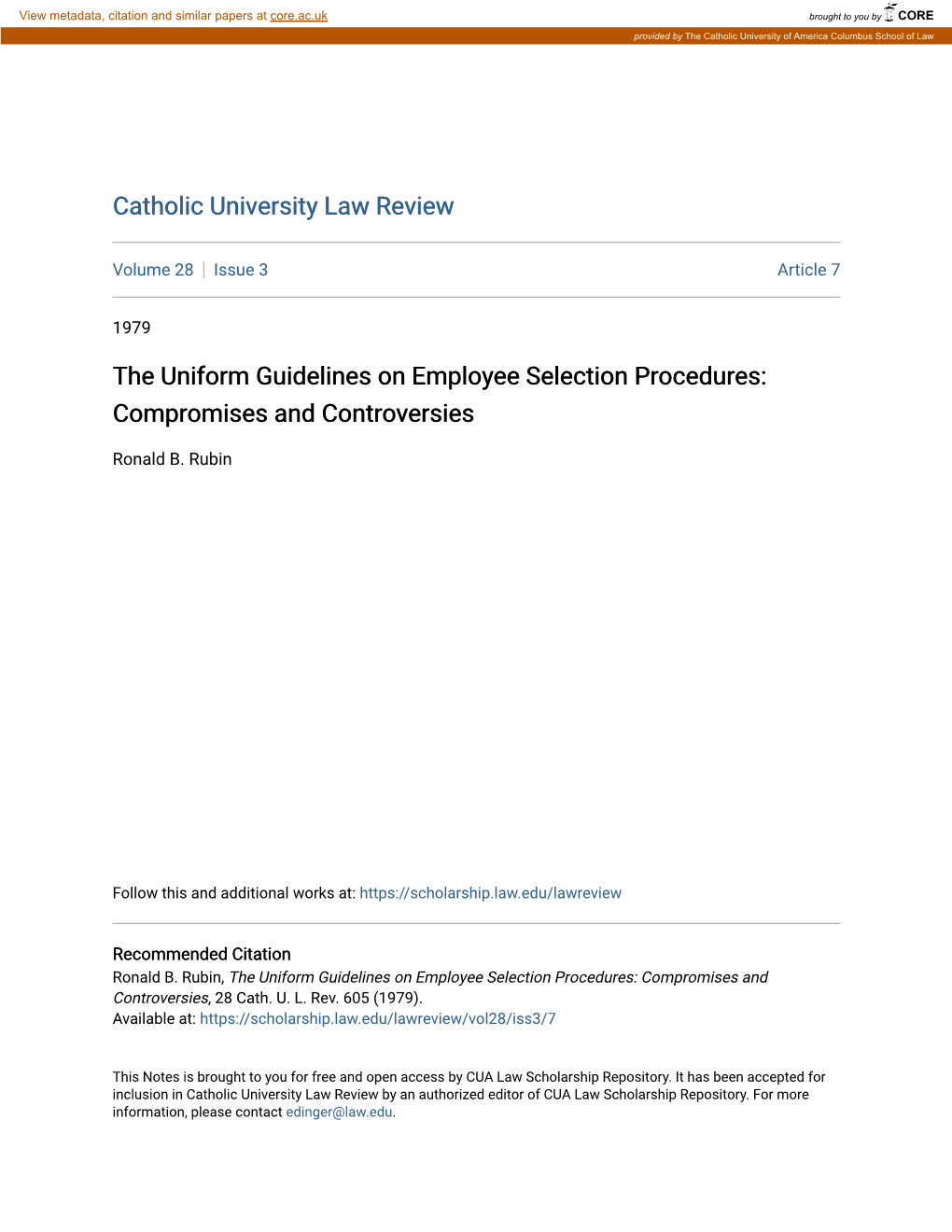 The Uniform Guidelines on Employee Selection Procedures: Compromises and Controversies