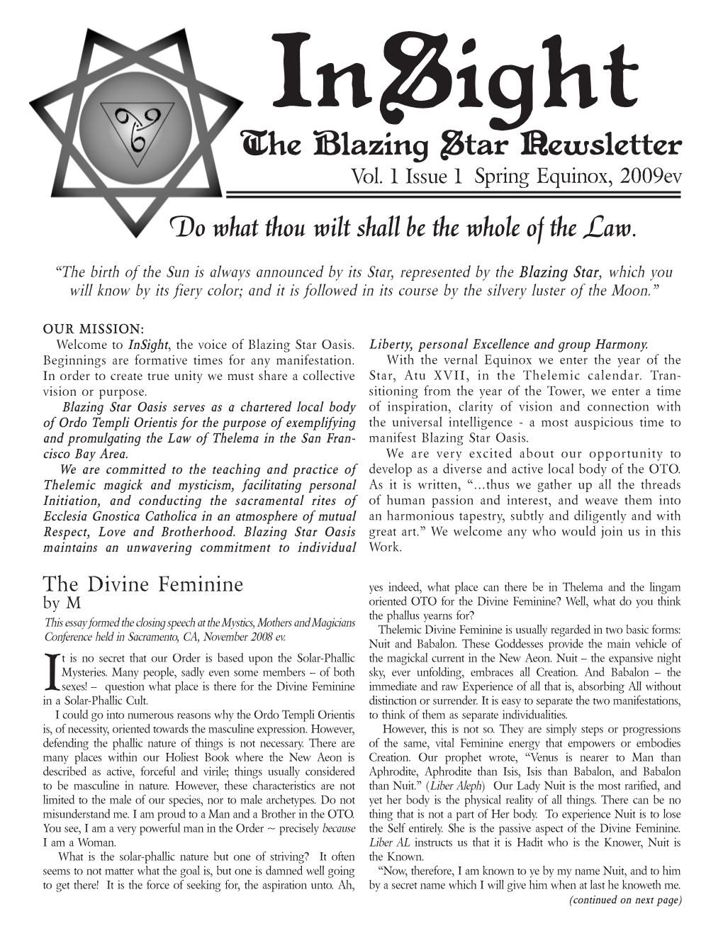 The Blazing Star Newsletter Vol