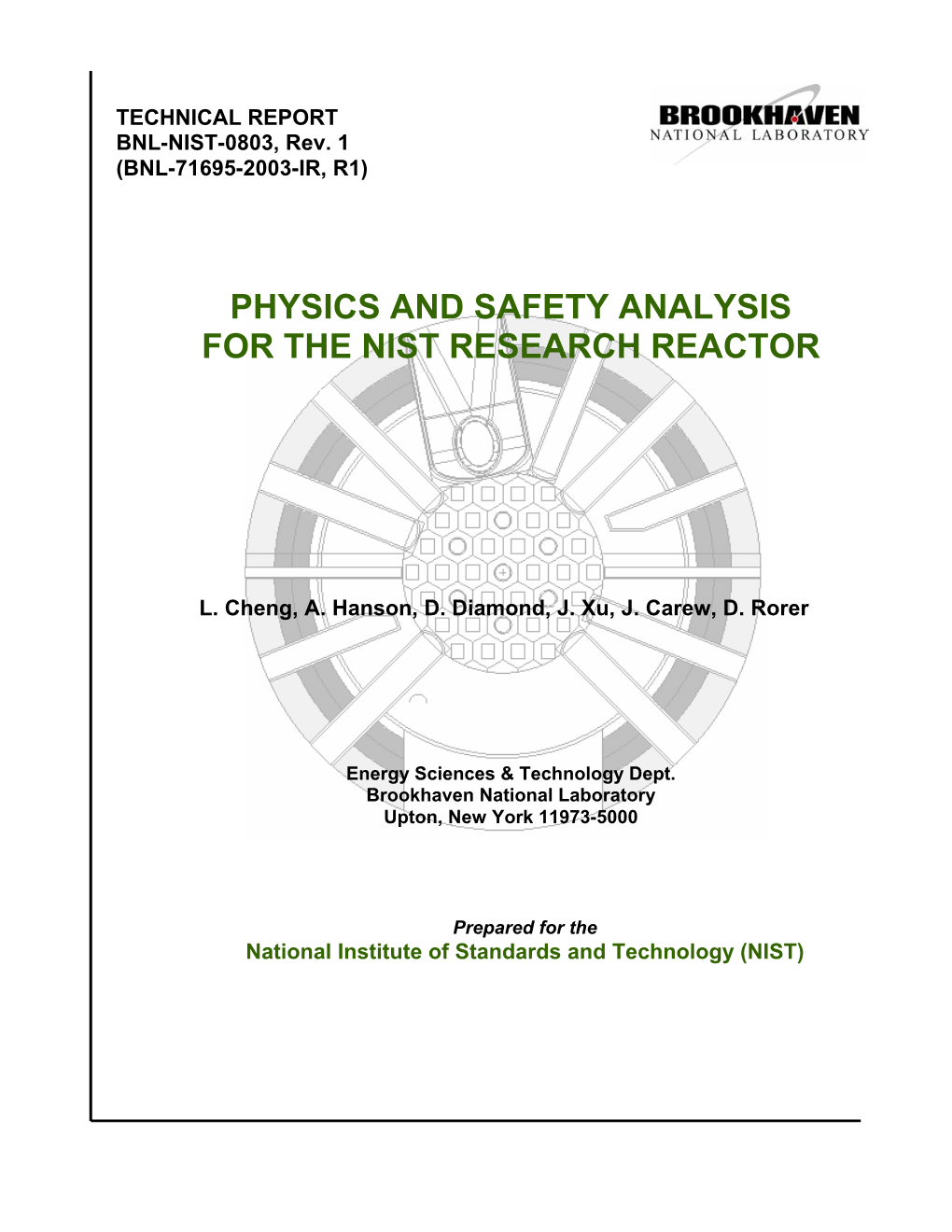 Physics and Safety Analysis for the Nist Research Reactor