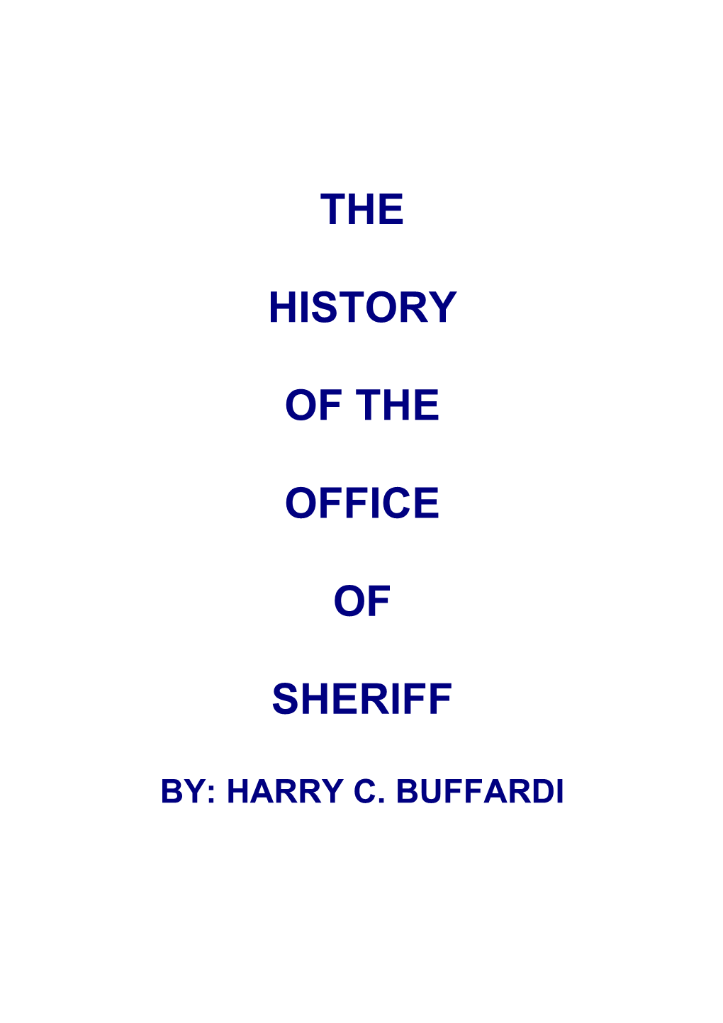 History of the Office of Sheriff