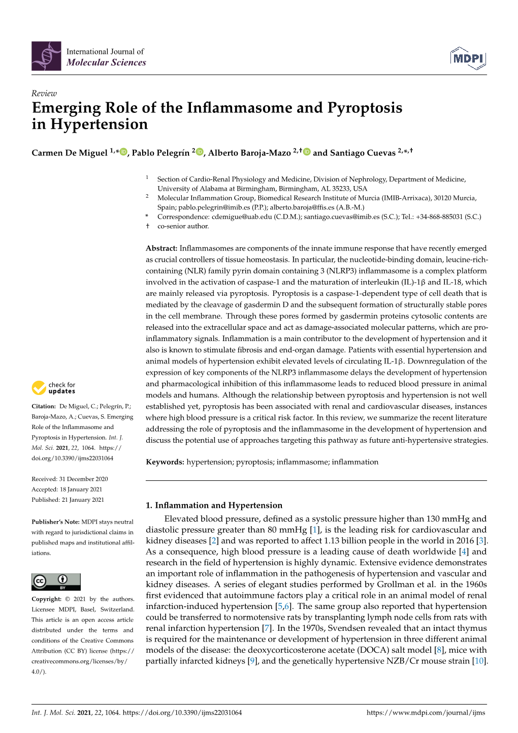 Emerging Role of the Inflammasome and Pyroptosis in Hypertension