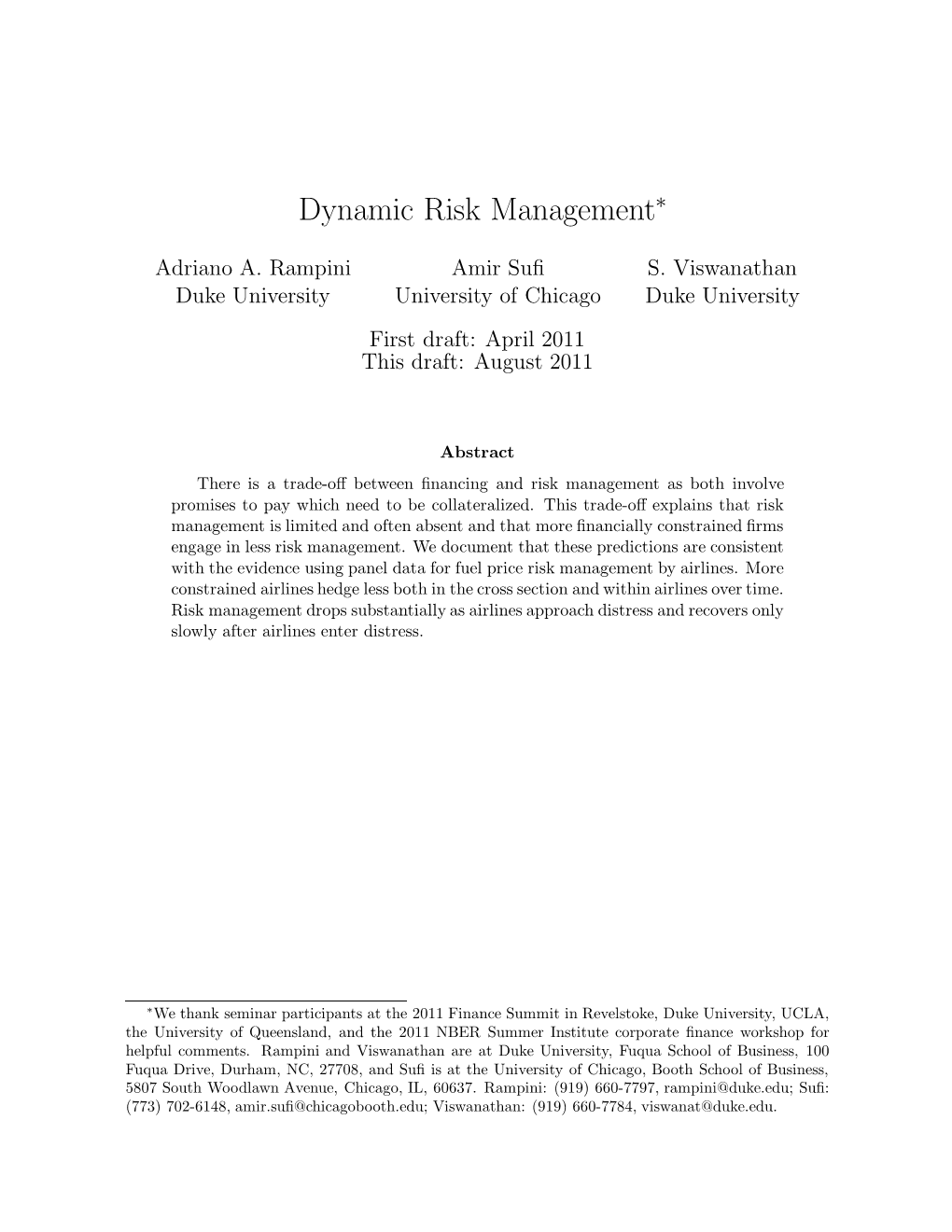 Dynamic Risk Management∗