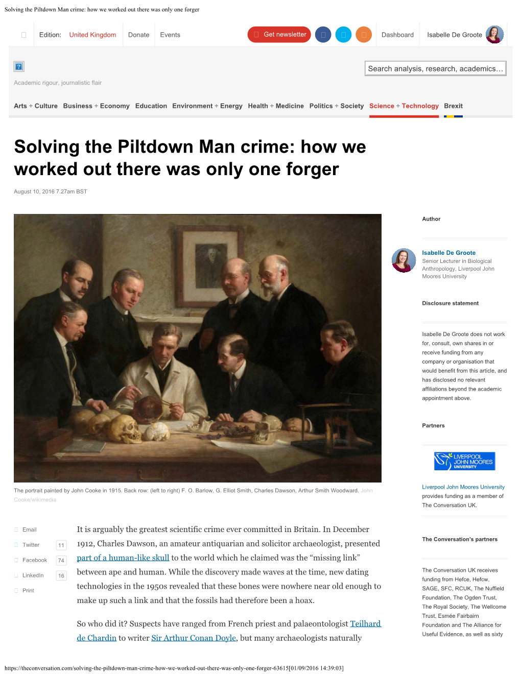 Solving the Piltdown Man Crime: How We Worked out There Was Only One Forger