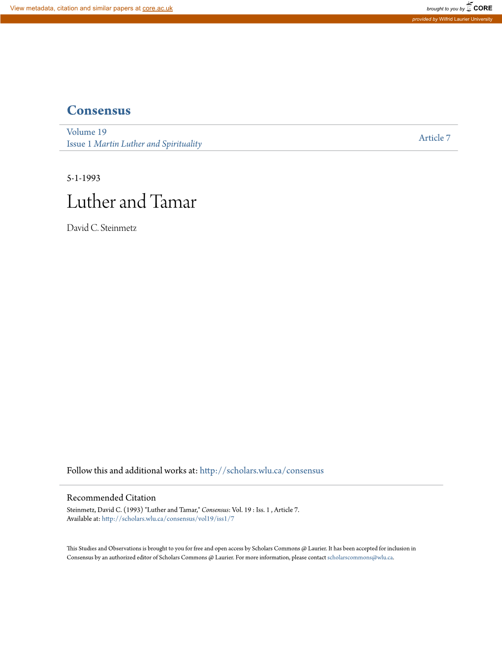 Luther and Tamar David C