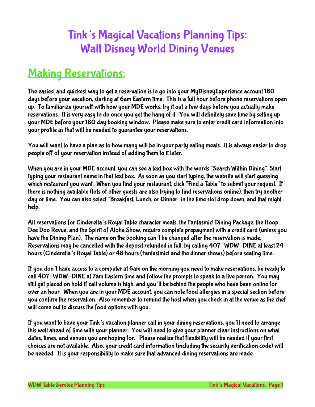 2020 Dining Tips-WDW