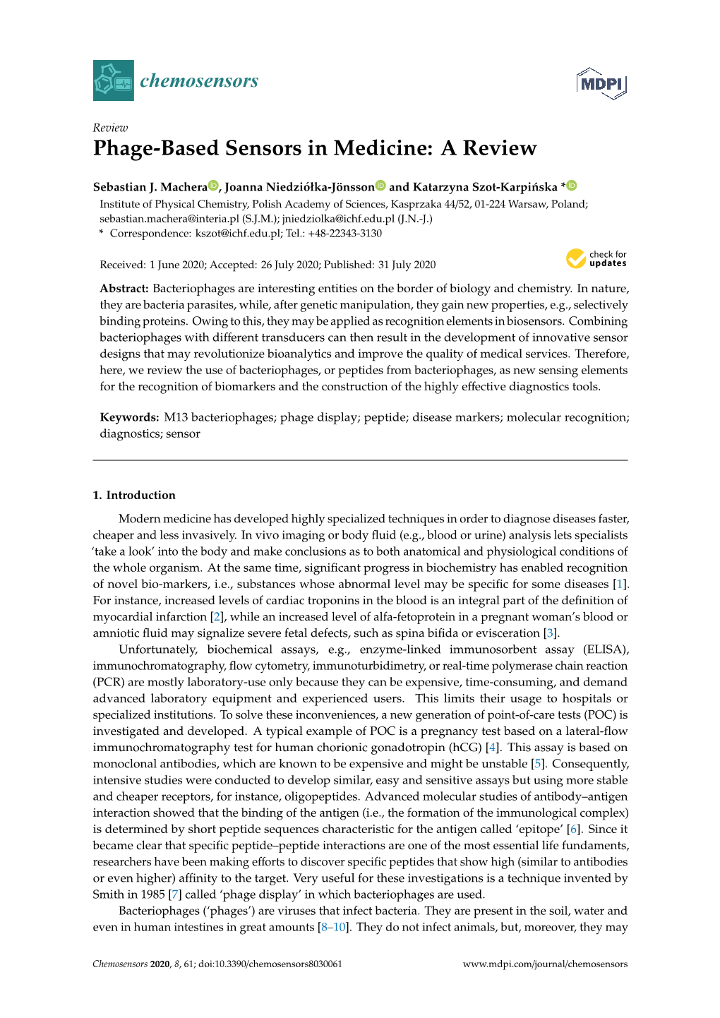 Phage-Based Sensors in Medicine: a Review