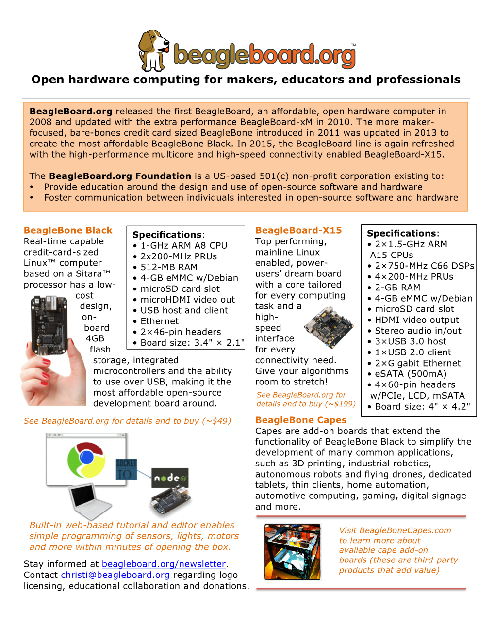 Open Hardware Computing for Makers, Educators and Professionals
