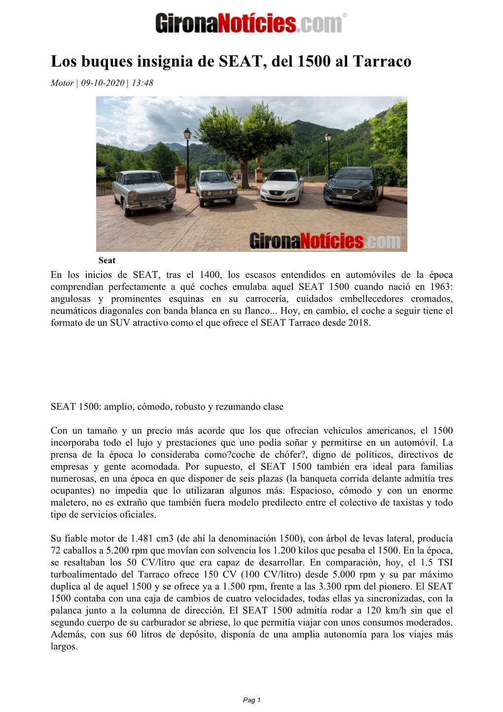 Los Buques Insignia De SEAT, Del 1500 Al Tarraco Motor | 09-10-2020 | 13:48