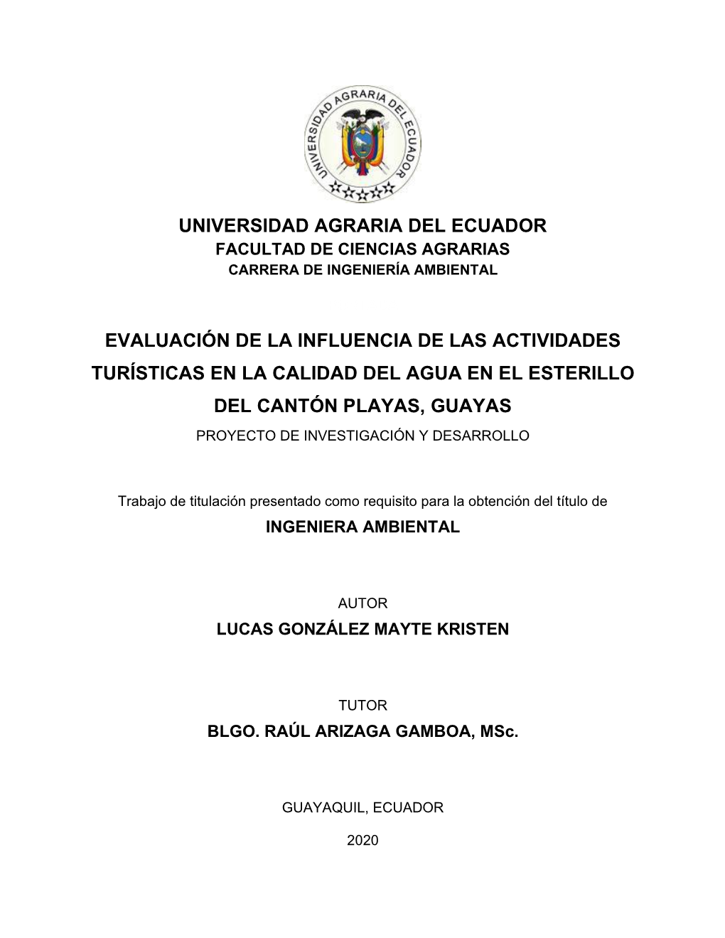Universidad Agraria Del Ecuador Evaluación De La