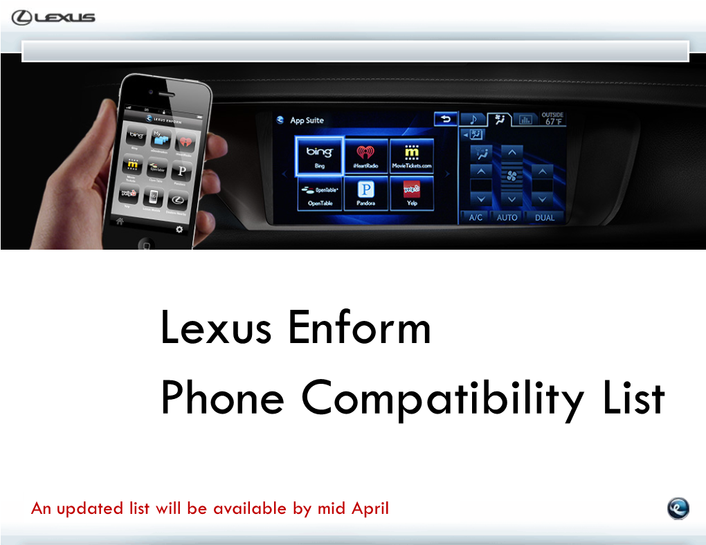 Lexus Enform Phone Compatibility List