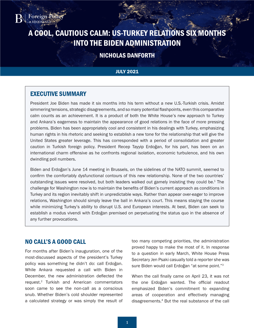 Us-Turkey Relations Six Months Into the Biden Administration Nicholas Danforth