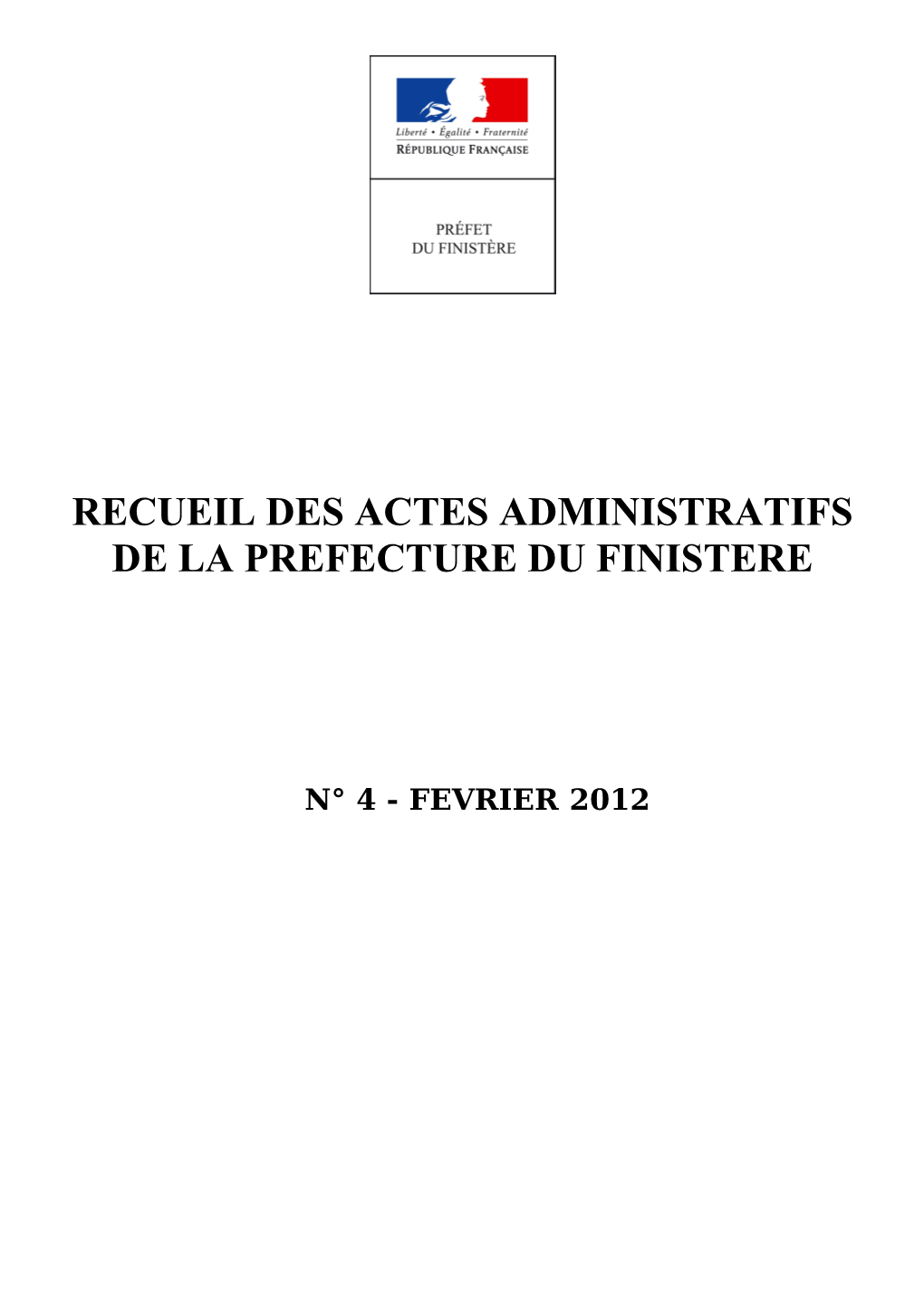 Recueil Des Actes Administratifs De La Prefecture Du Finistere