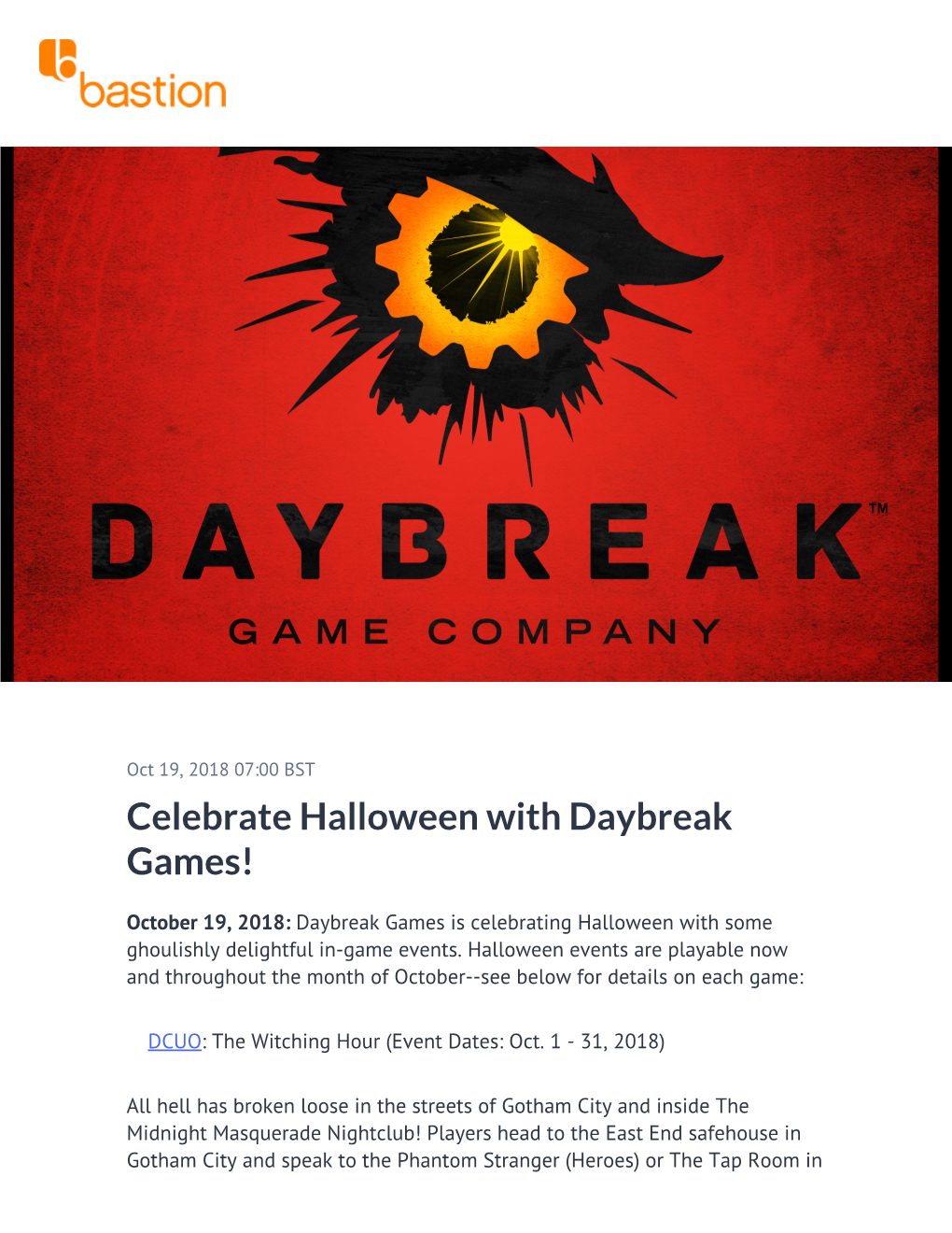 Celebrate Halloween with Daybreak Games!