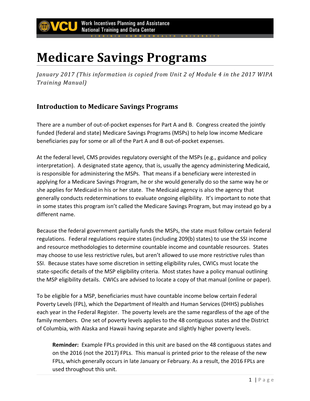 Medicare Savings Programs