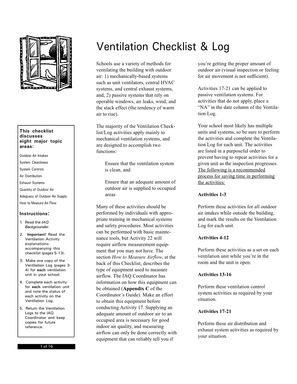 Ventilation Checklist &