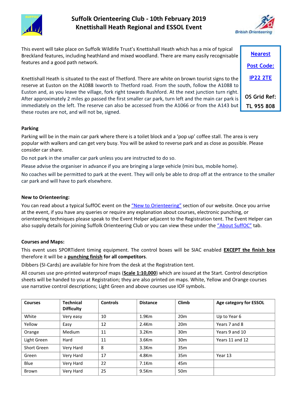 Suffolk Orienteering Club - 10Th February 2019 Knettishall Heath Regional and ESSOL Event