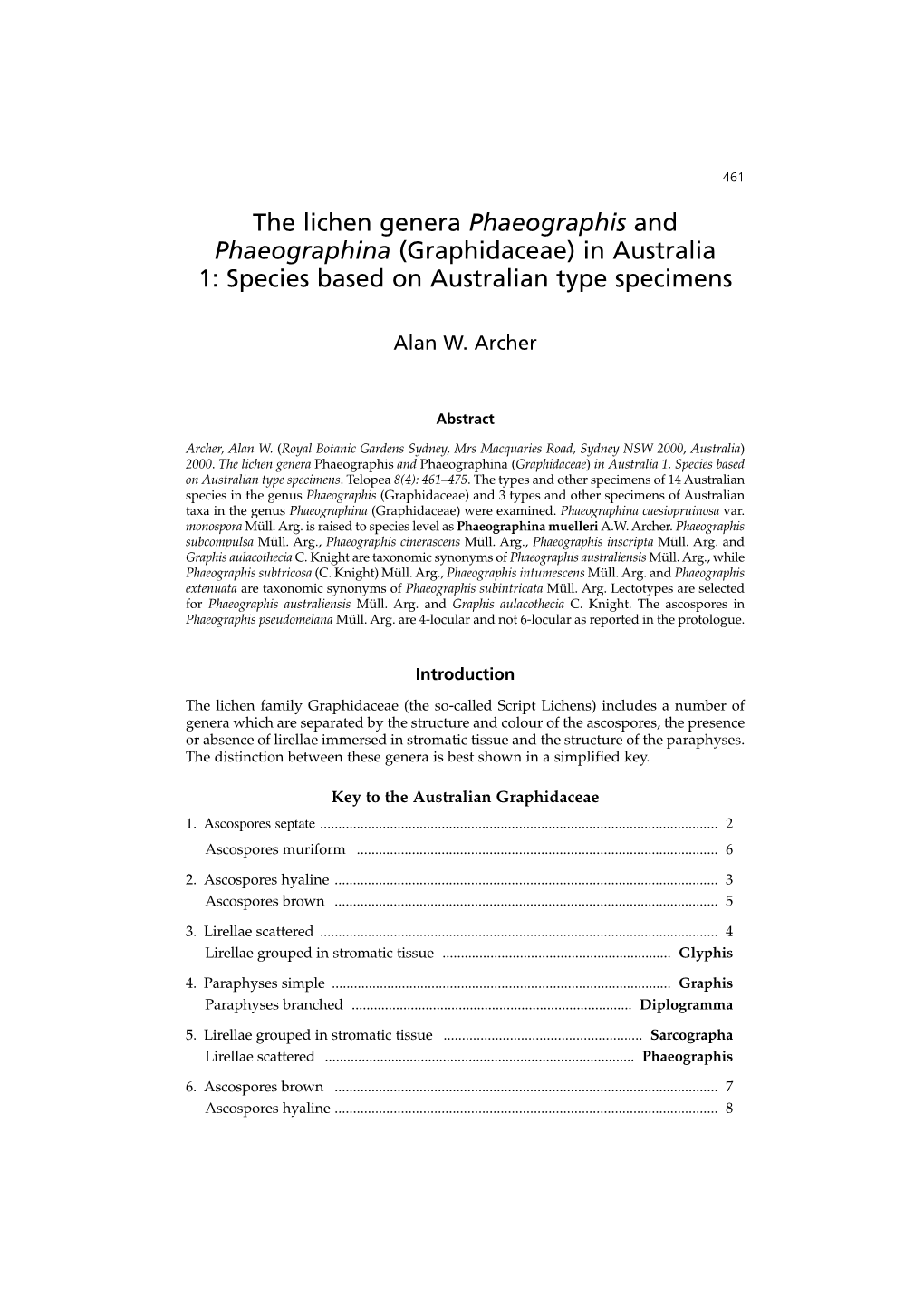 The Lichen Genera Phaeographis and Phaeographina (Graphidaceae) in Australia 1: Species Based on Australian Type Specimens