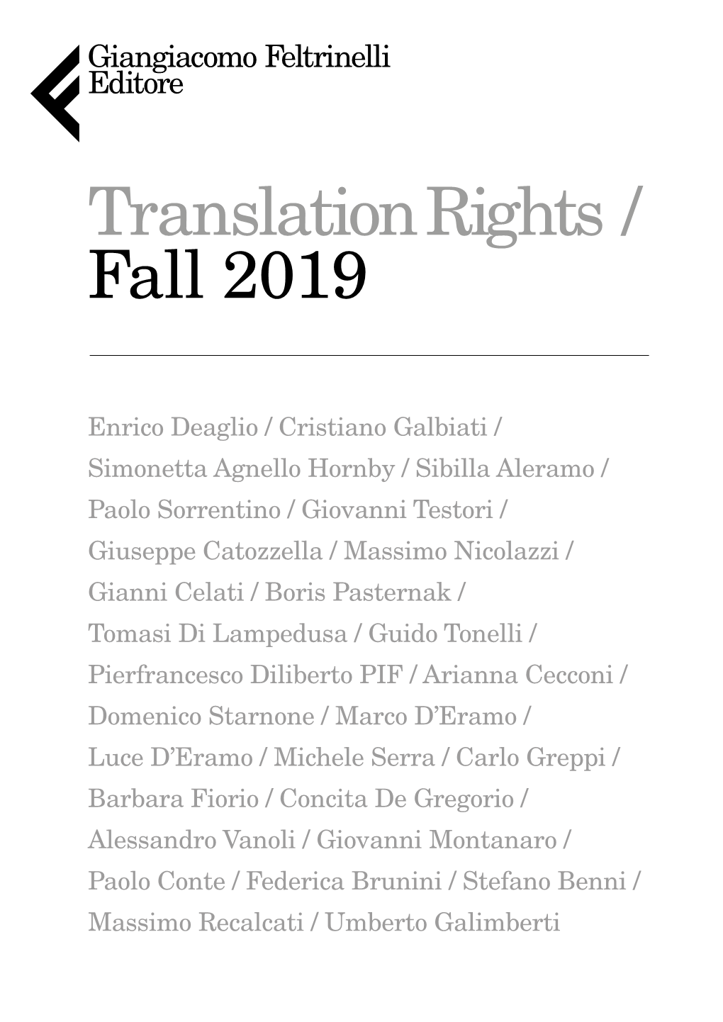 Translation Rights / Fall 2019