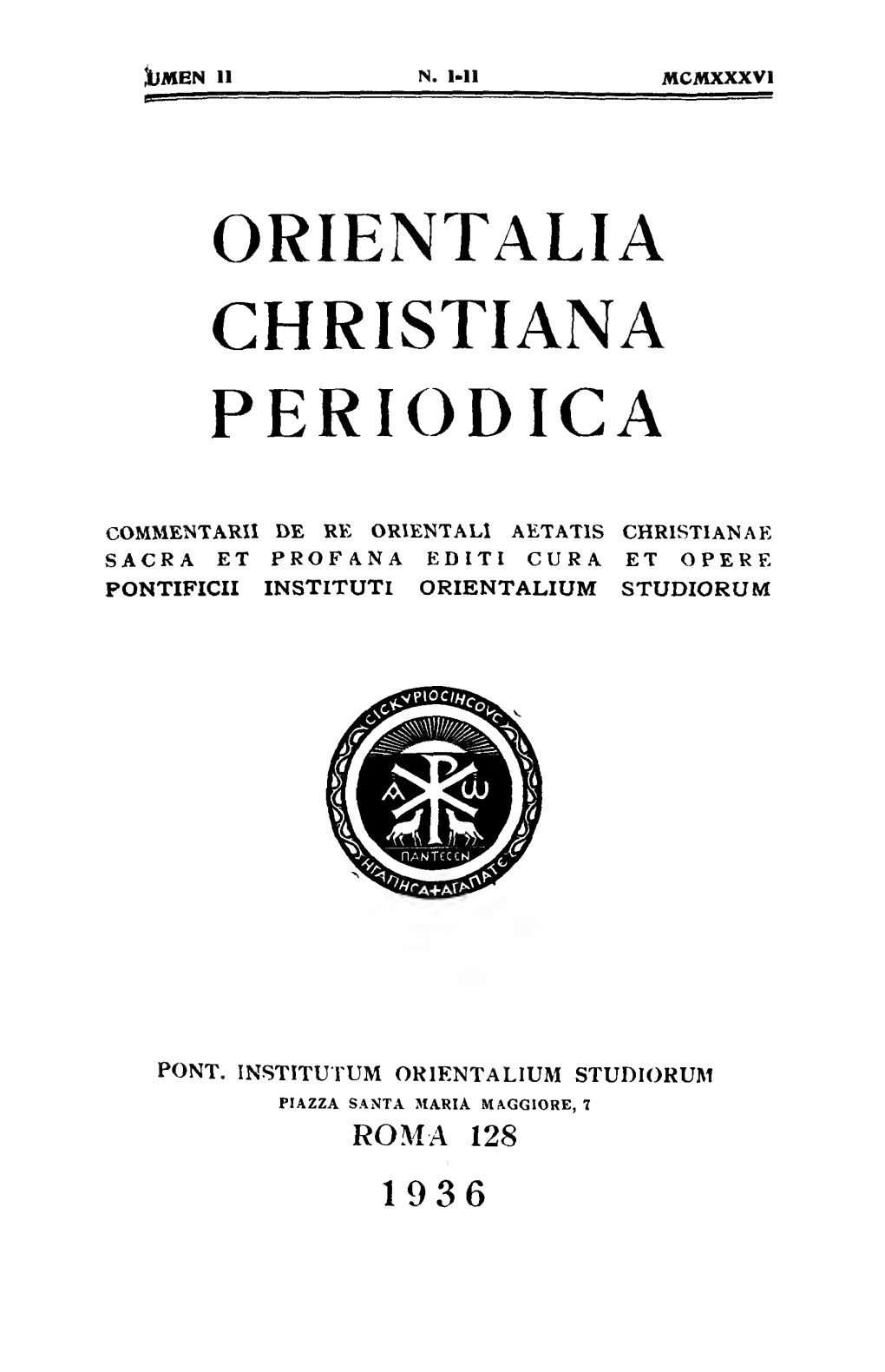 Orientalia Christiana Periodica