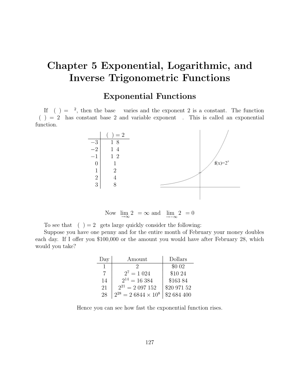 Chapter 5 Exponential, Logarithmic, and Inverse Trigonometric Functions