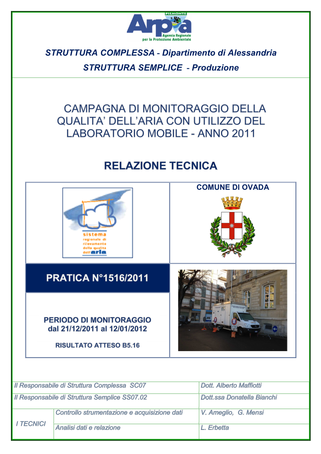 Relazione Qualità Aria Comune Di Ovada 2011