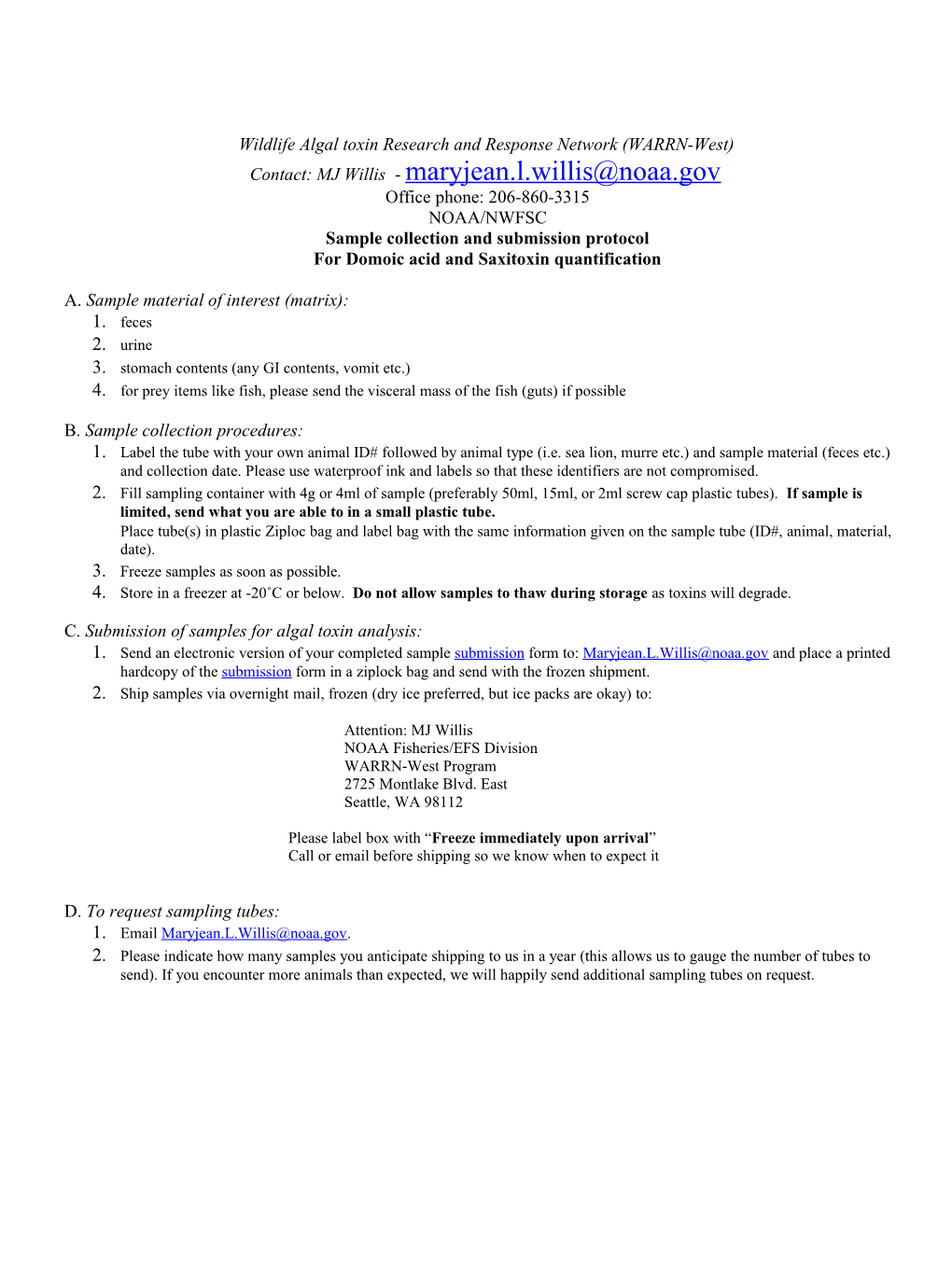 Wildlife Algal Toxin Research and Response Network (WARRN-West)