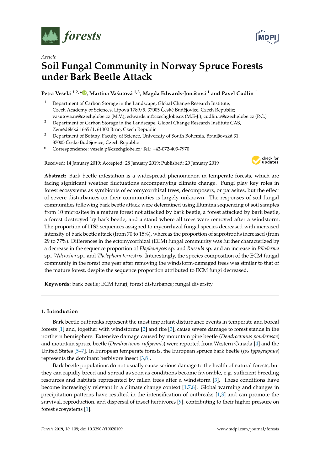 Soil Fungal Community in Norway Spruce Forests Under Bark Beetle Attack