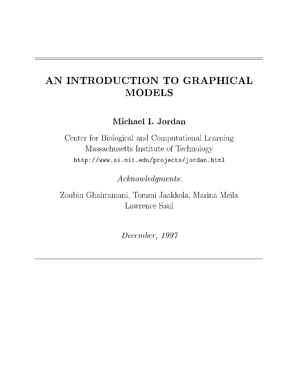 An Introduction to Graphical Models