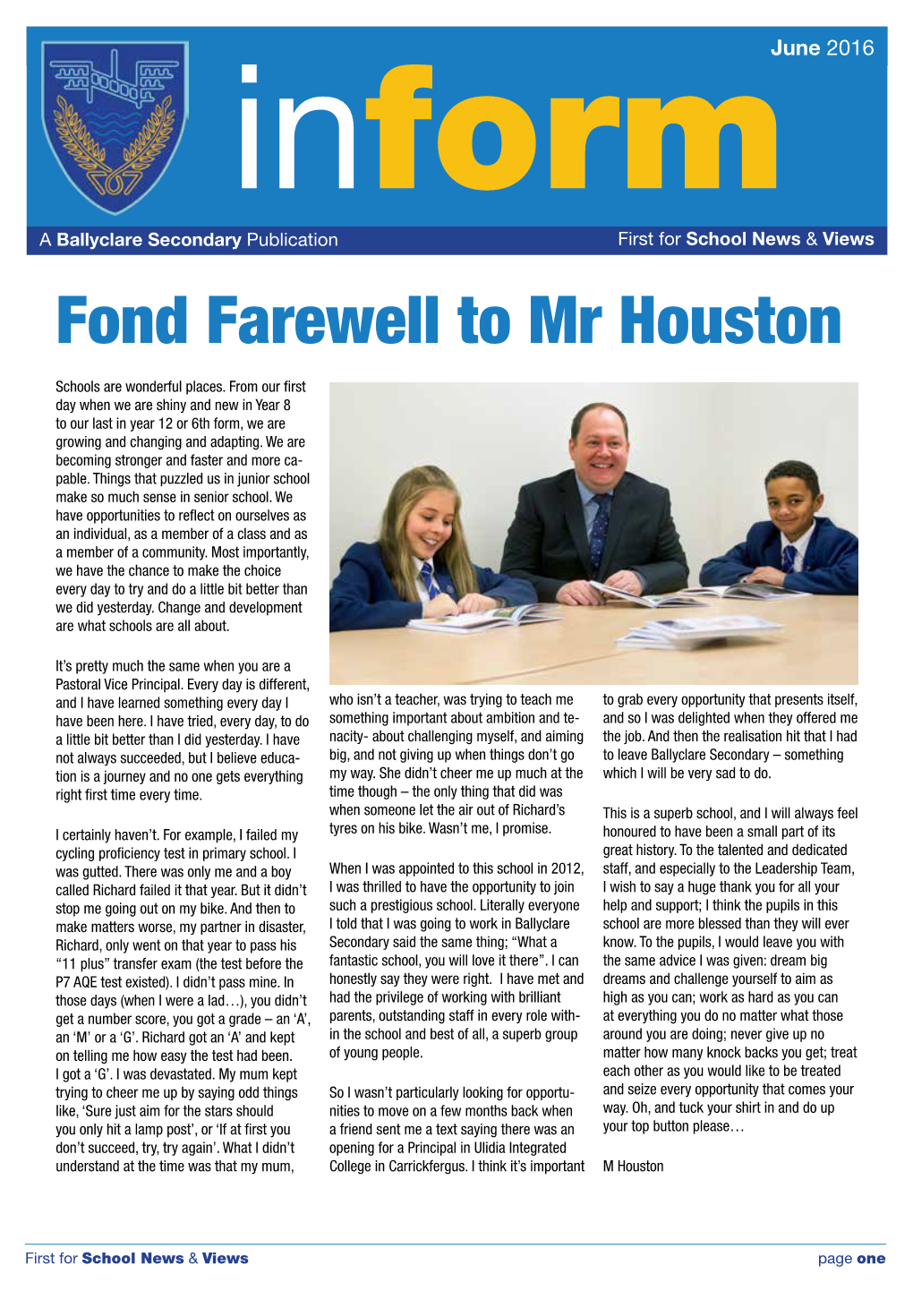 Fond Farewell to Mr Houston