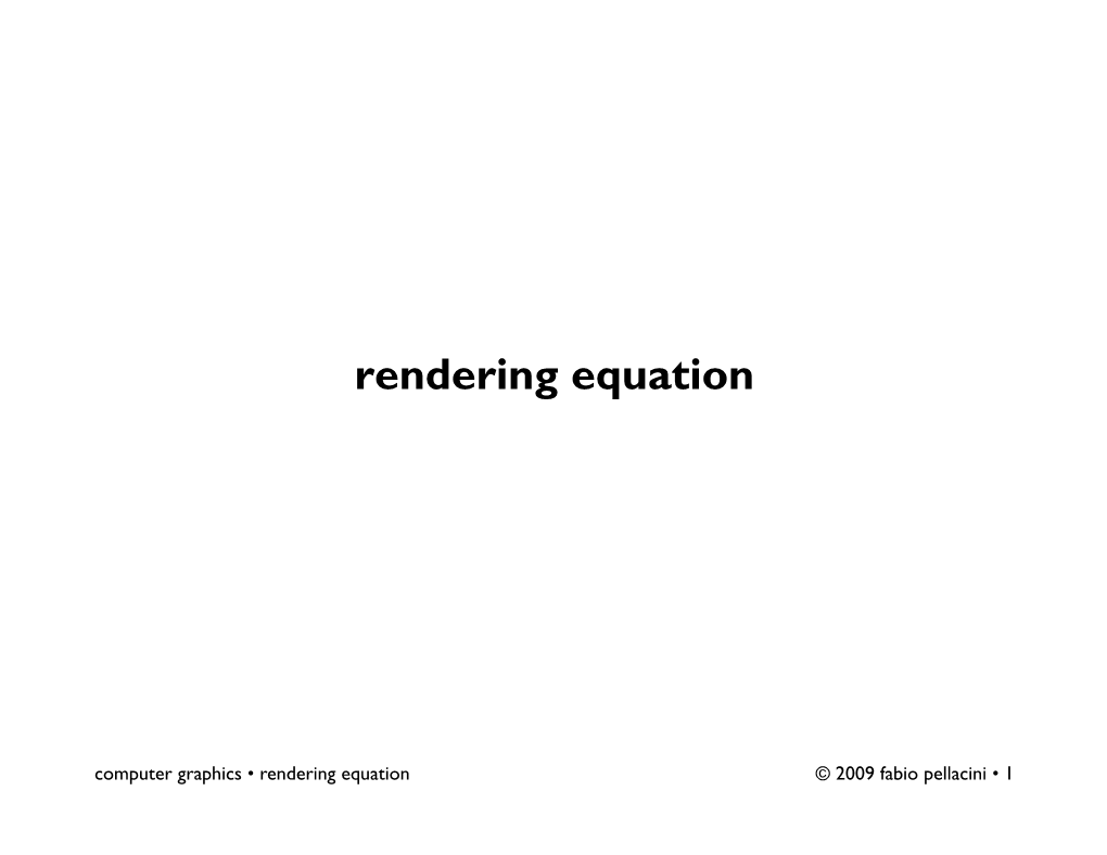 Rendering Equation