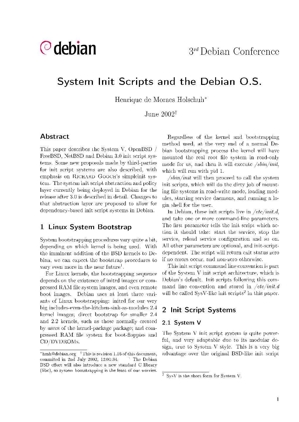 System Init Scripts and the Debian O.S