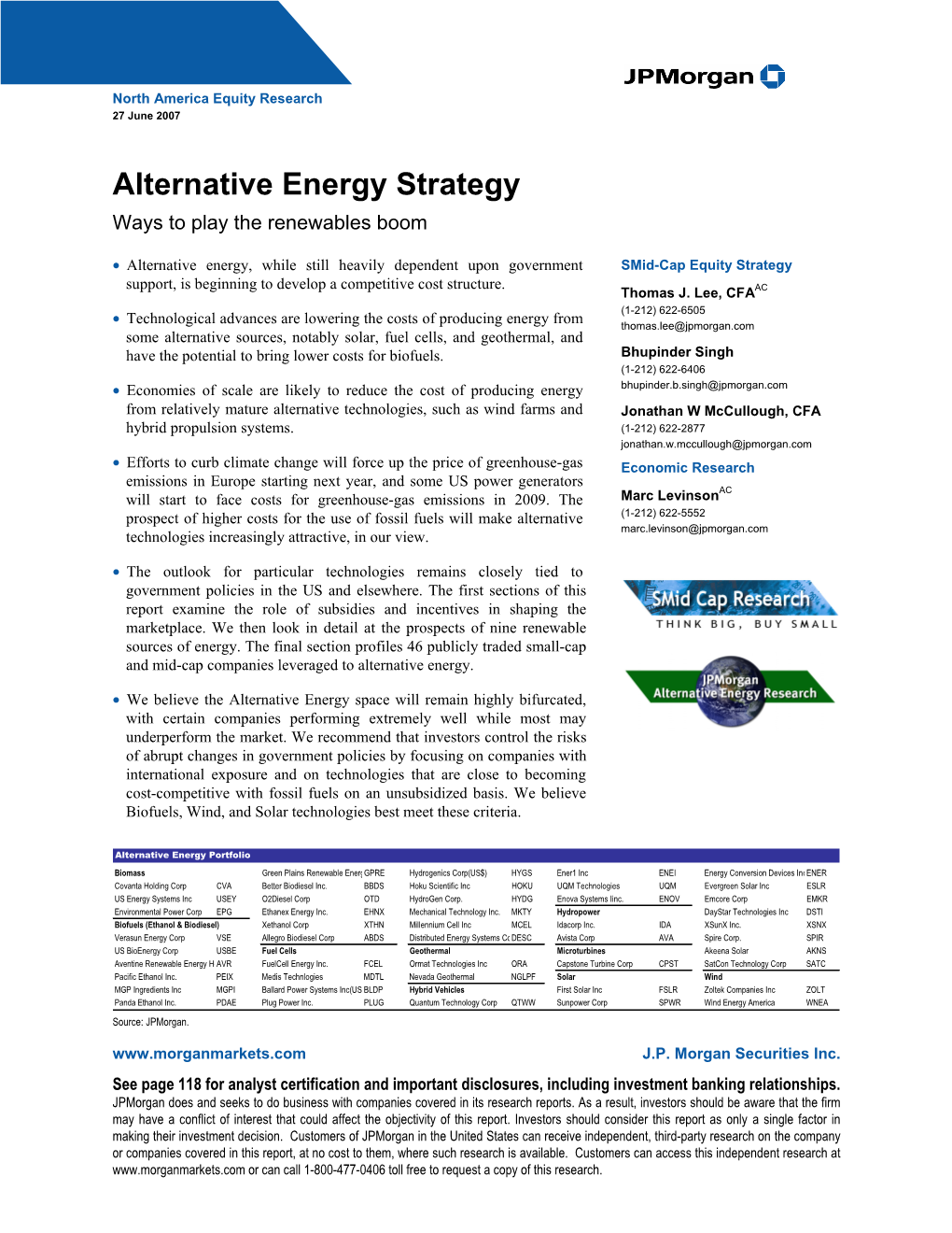 Alternative Energy Strategy