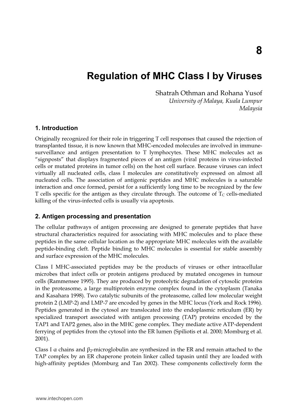 Regulation of MHC Class I by Viruses