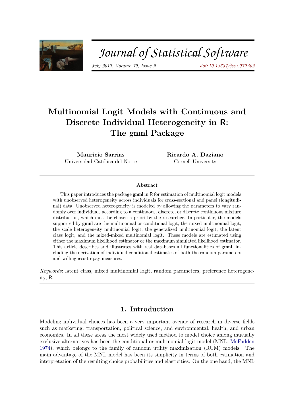 Multinomial Logit Models with Continuous and Discrete Individual Heterogeneity in R: the Gmnl Package