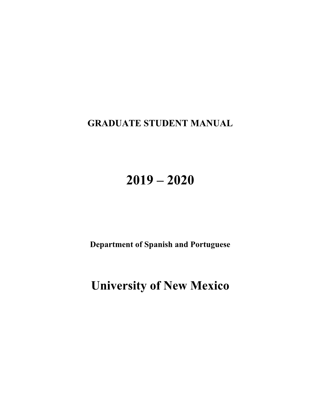 Graduate Student Manual