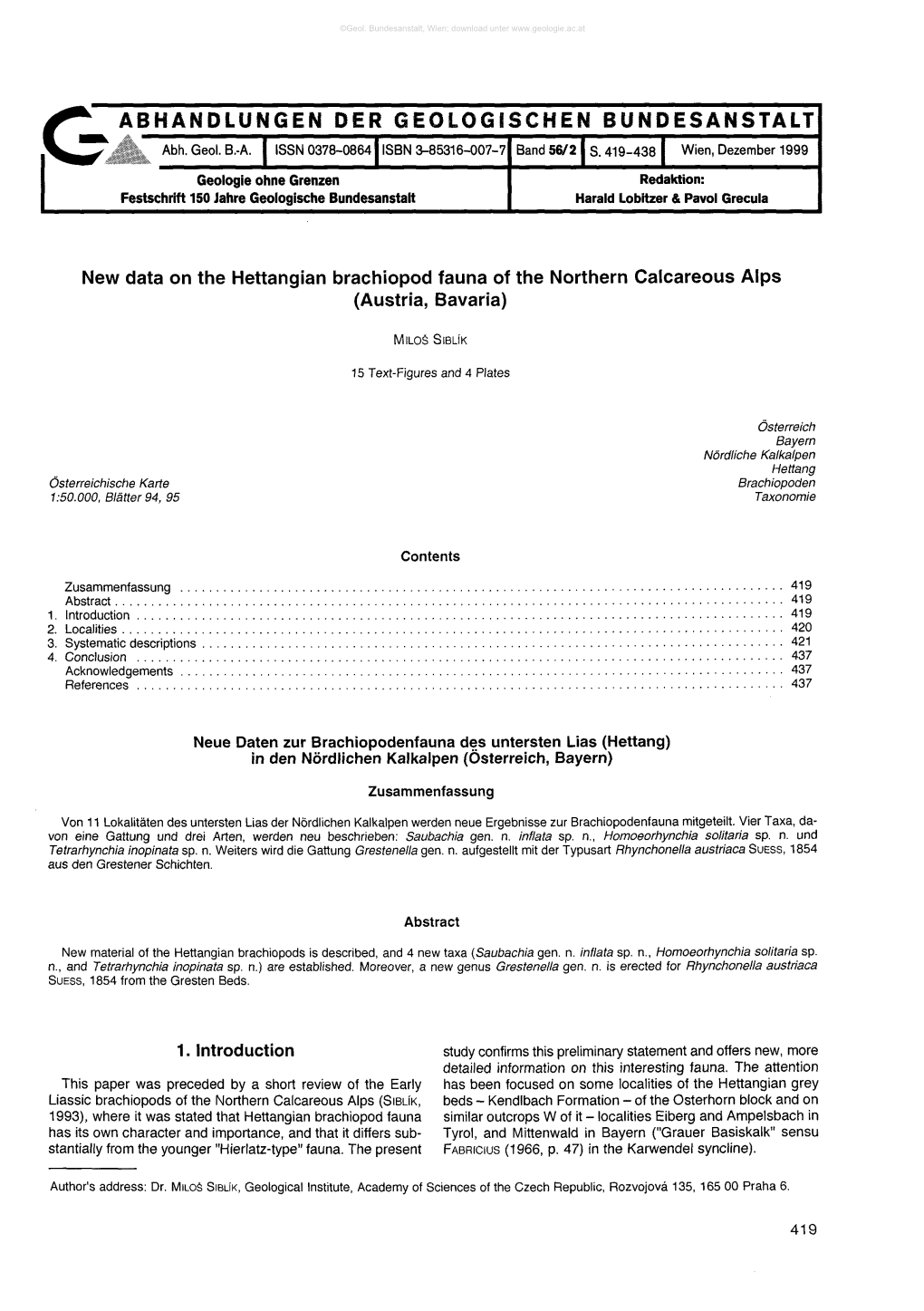 G Abhandlungen Der Geologischen Bundesanstalt