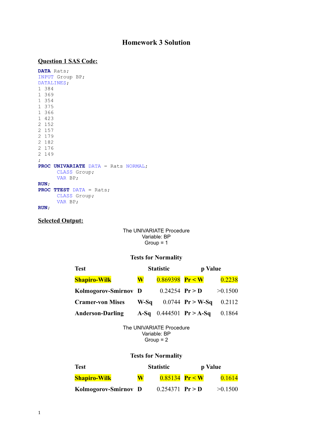 Homework 3 Solution