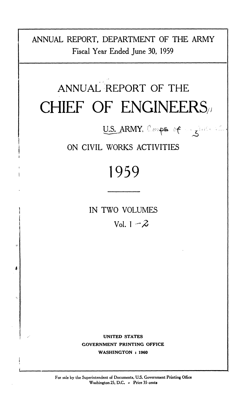 Annual Report of the Chief of Engineers, U.S. Army on Civil