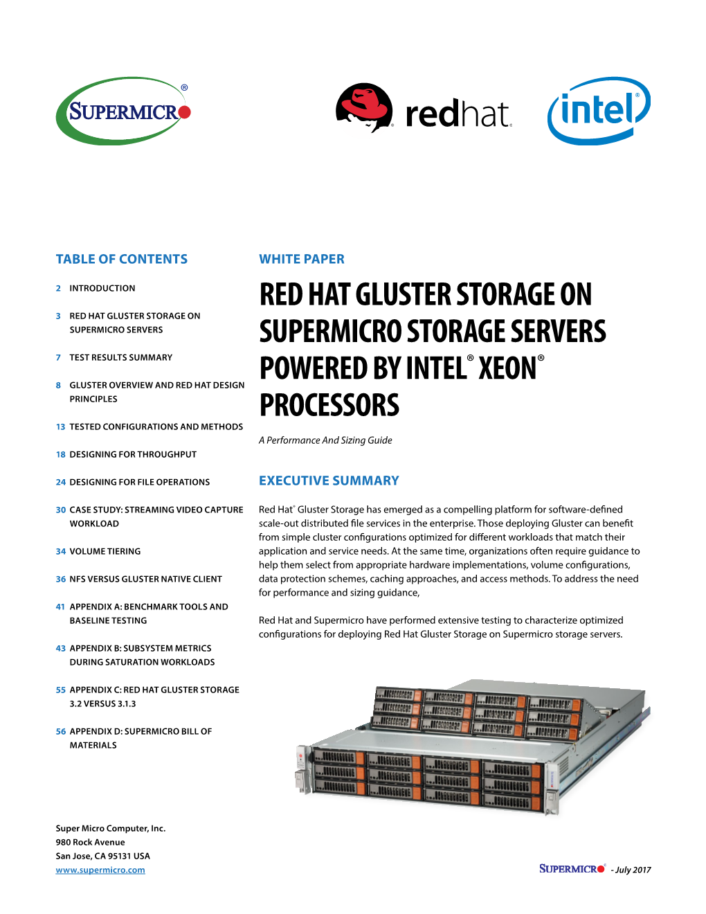 Red Hat Gluster Storage on Supermicro Storage Servers Power