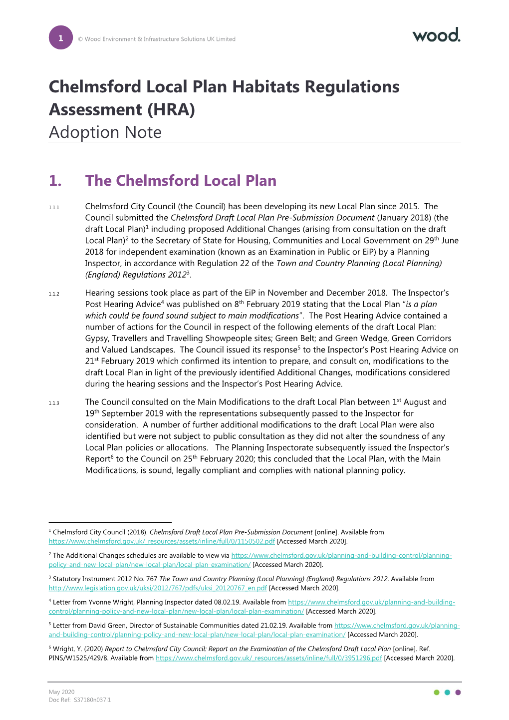 Chelmsford Local Plan Habitats Regulations Assessment (HRA) Adoption Note