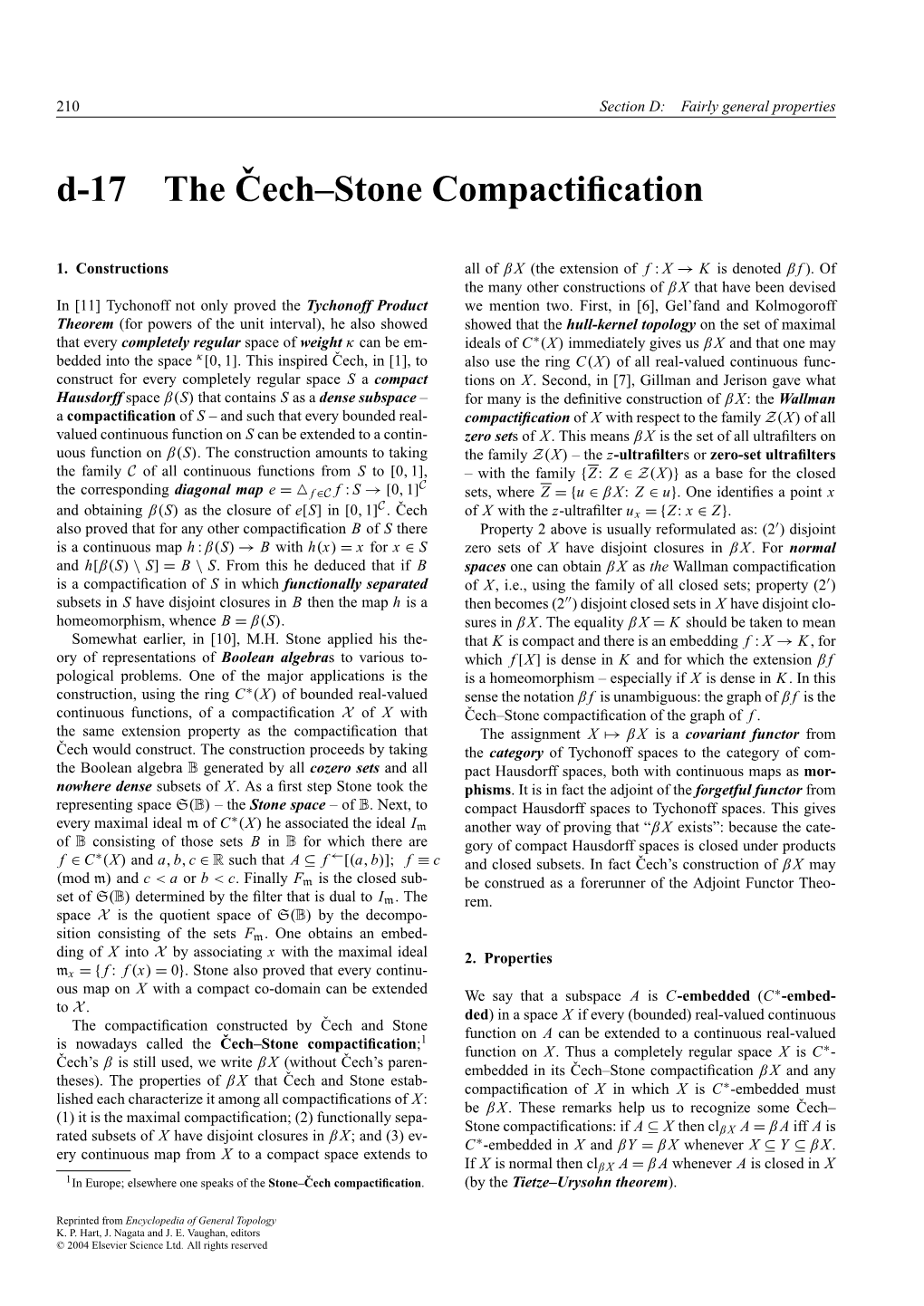 D-17 Theˇcech–Stone Compactification