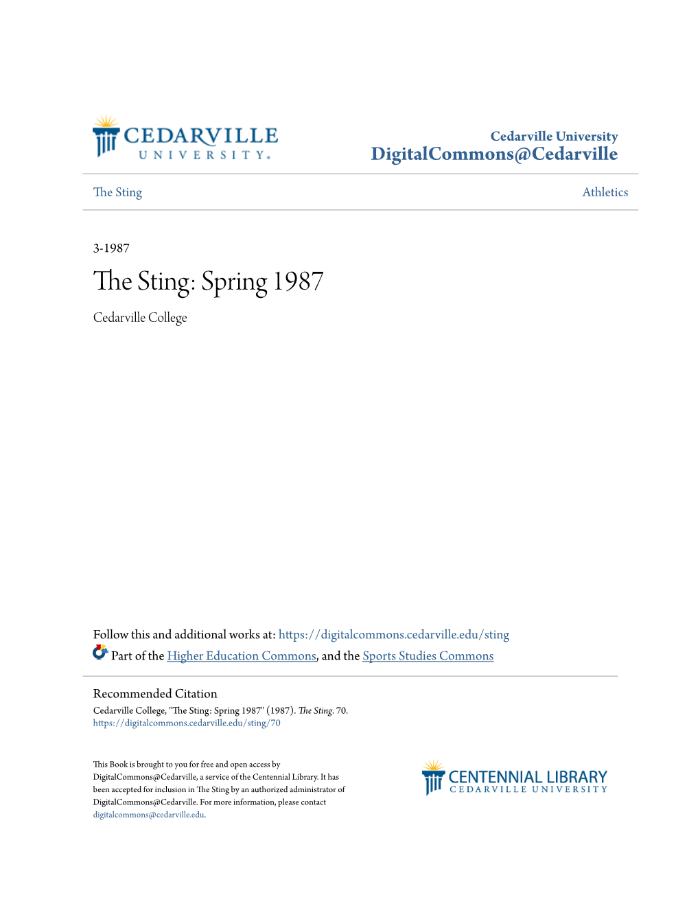 The Sting: Spring 1987