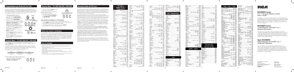 RCU300TZ Series 3 in 1 Universal Remote Control User's Guide