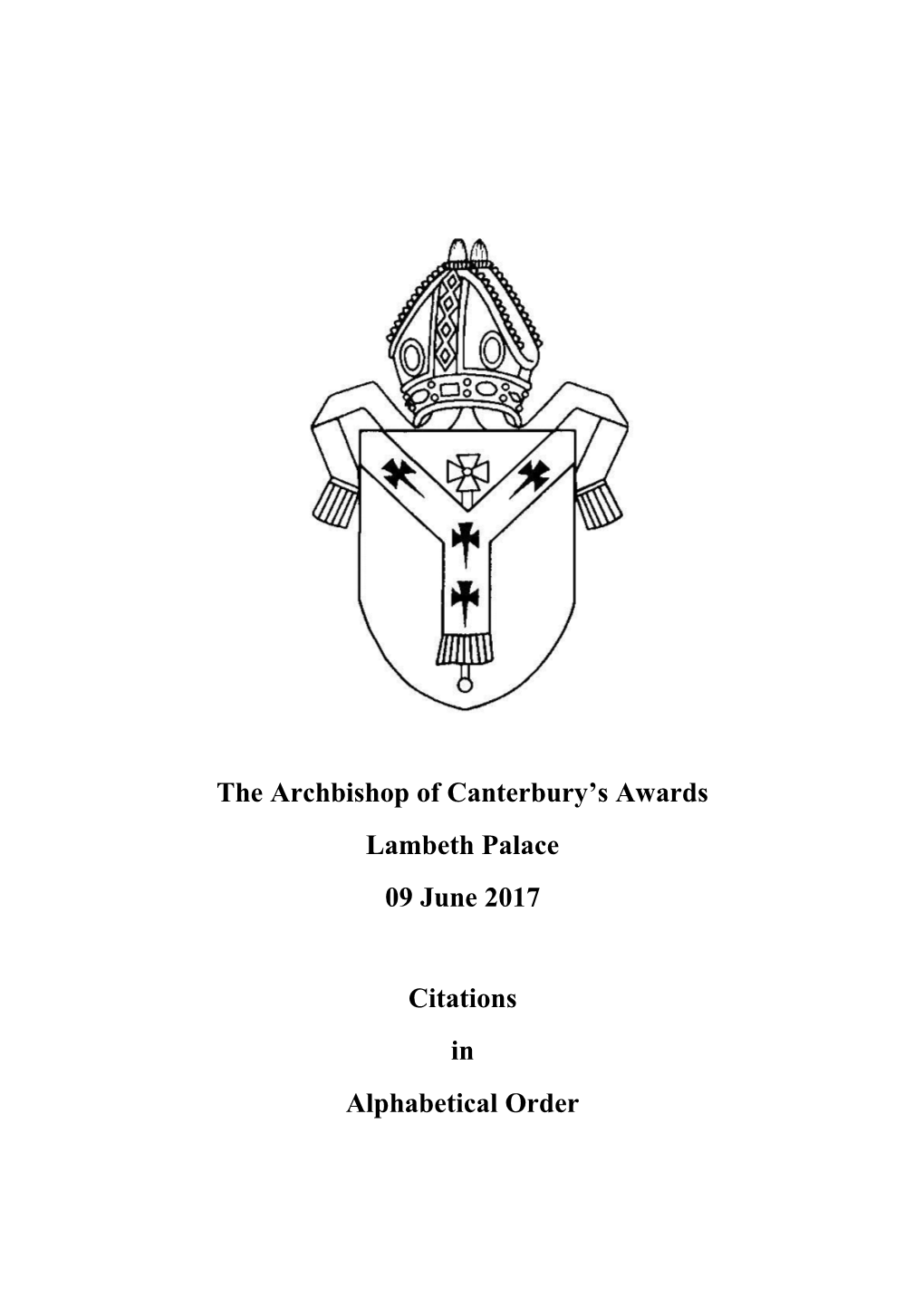 The Archbishop of Canterbury's Awards Lambeth Palace 09 June