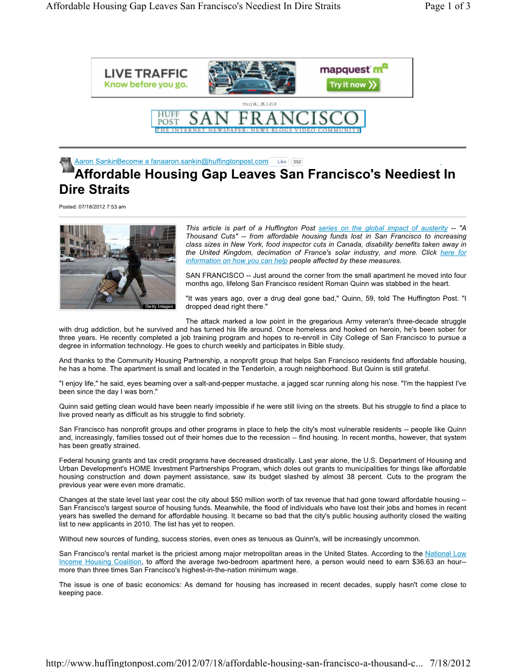 Affordable Housing Gap Leaves San Francisco's Neediest in Dire Straits Page 1 of 3