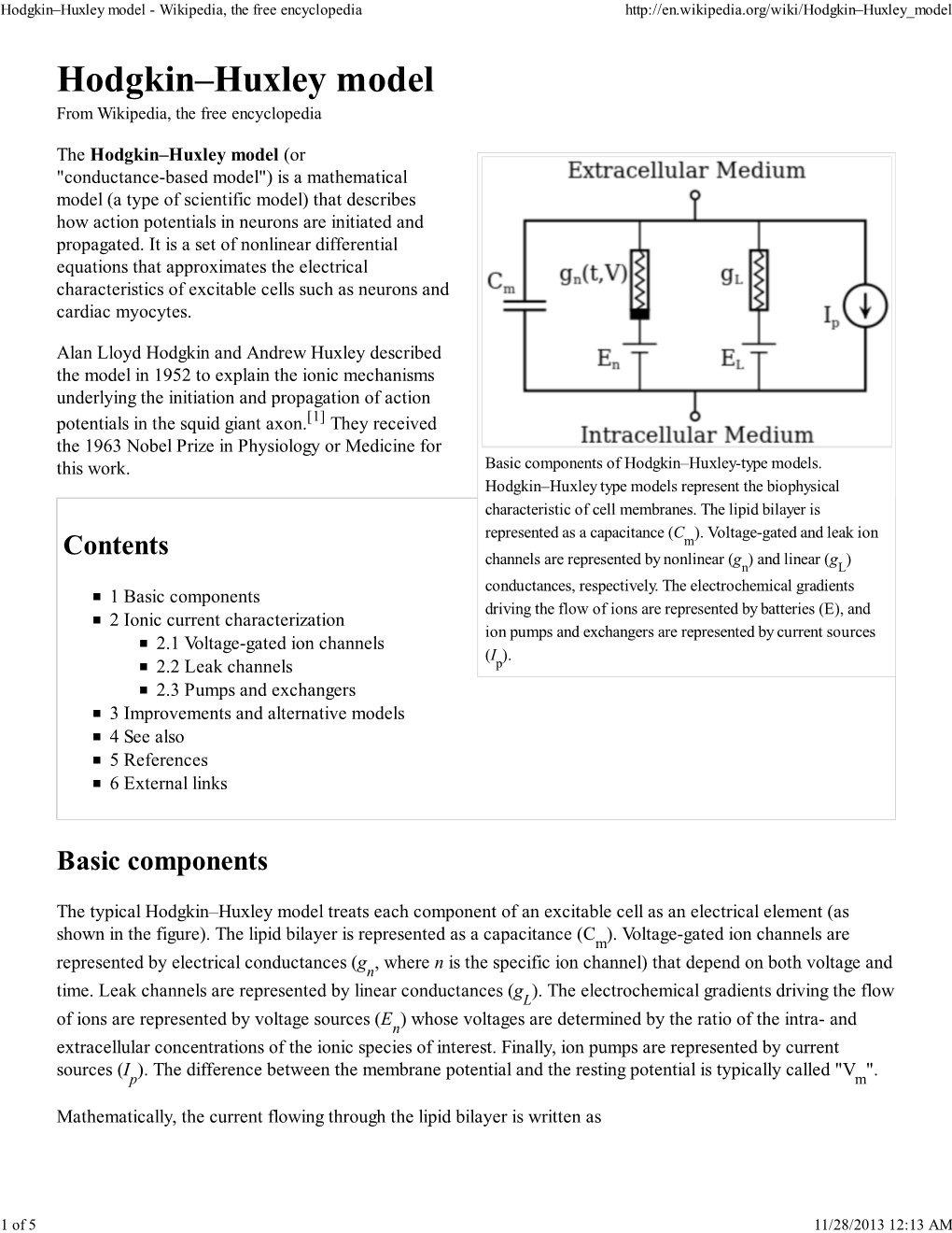 Hodgkin–Huxley Model - Wikipedia, the Free Encyclopedia