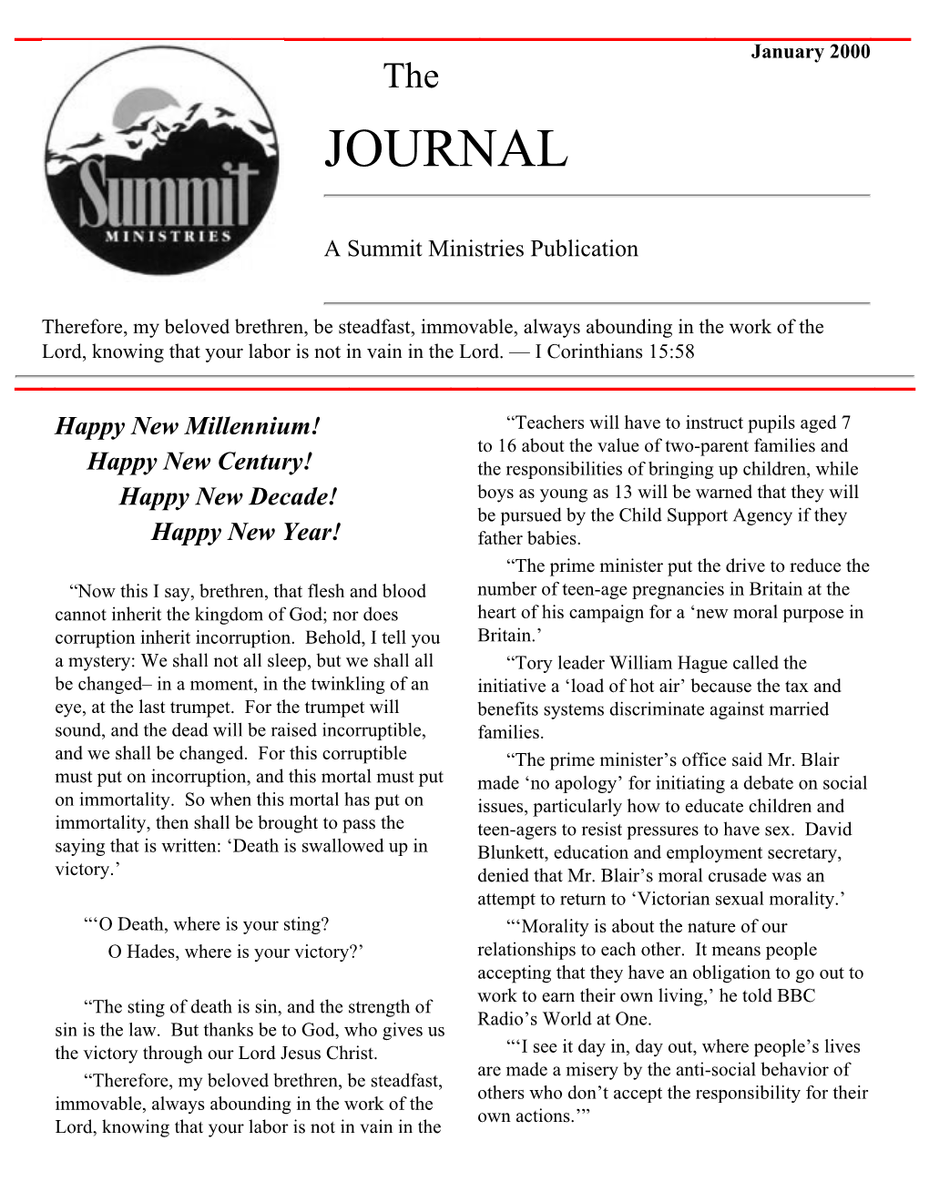 January 2000 Journal