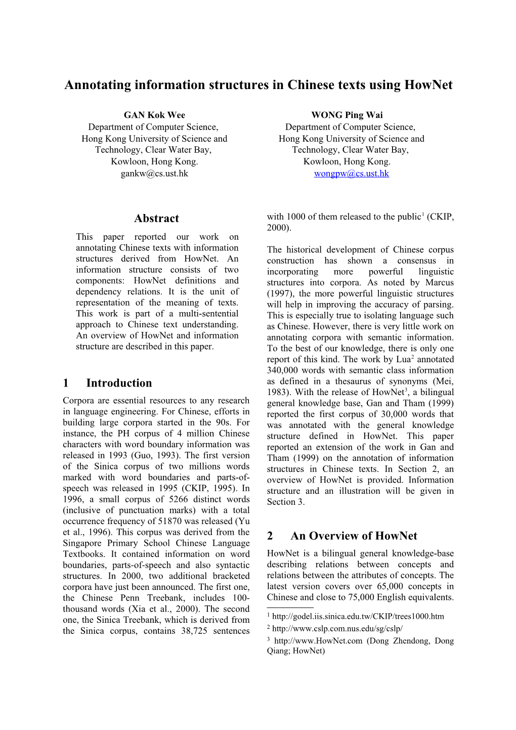 Model In Word Of An ACL-2000 Communication