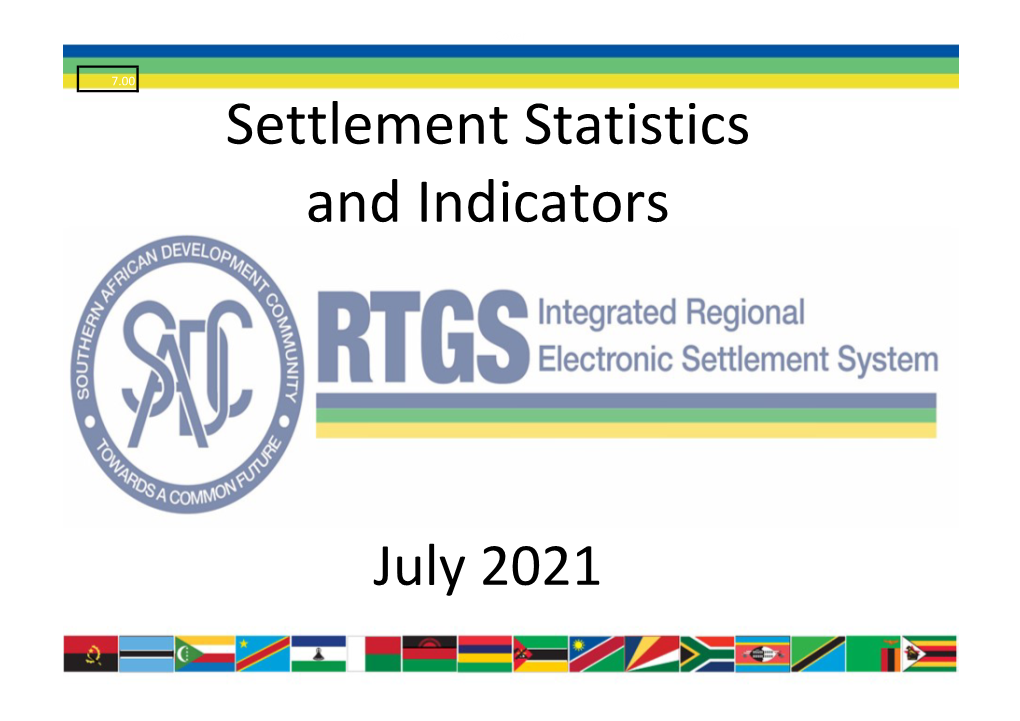 Settlement Statistics and Indicators